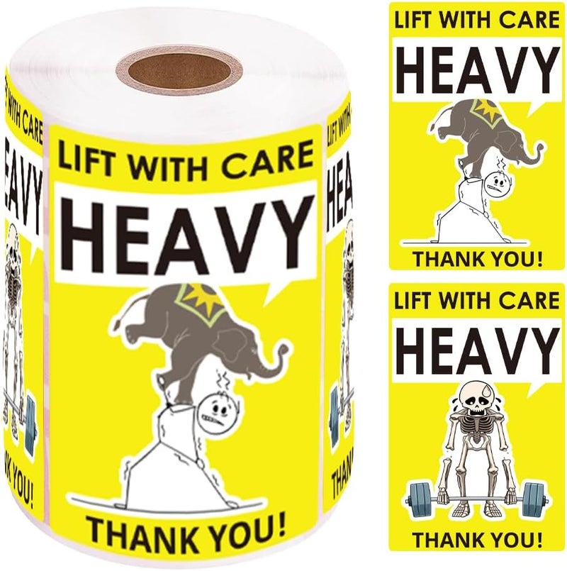 1step2dream Caution Heavy Sticker| Funny and Witty Labels for Heavy Special Handling Shipping,2×3 Inch Practical Labels for Moving | Permanent Adhesive - Image 1